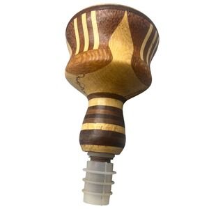 Hand turned Segmented Wood Bottle Stopper Artisan 5 x 3